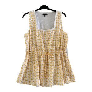 Lane Bryant Womens Tank Top‎ Squared Neck Sleeveless Floral Eyelet Size 18 /20